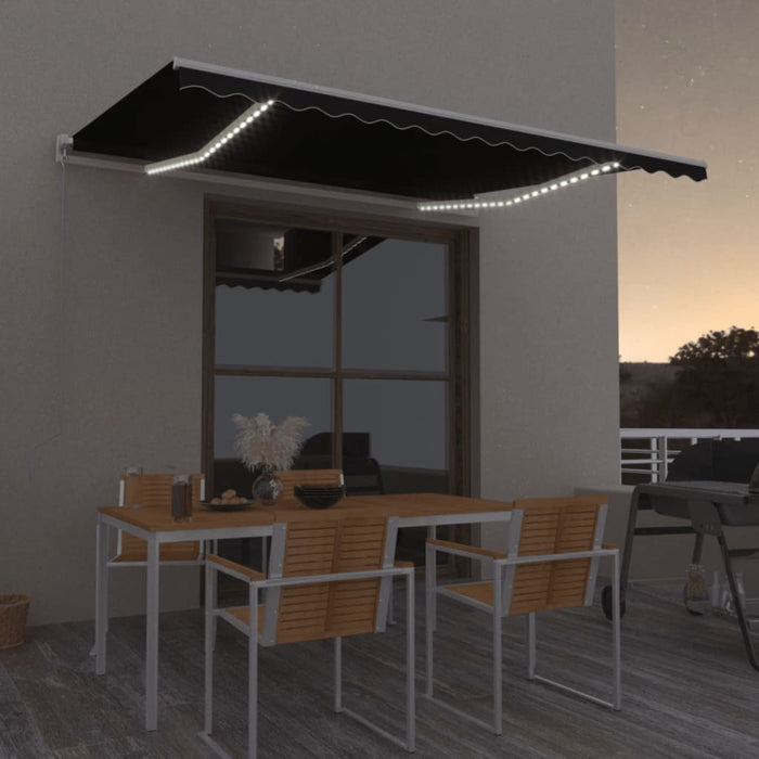 Tenda da Sole Retrattile Manuale con LED 400x300 cm Antracite 3068904