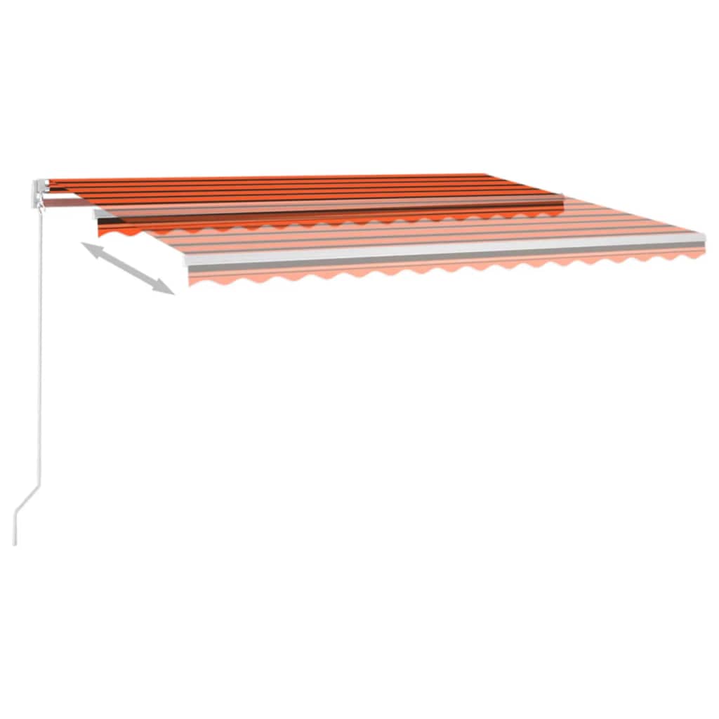 Tenda da Sole Retrattile Manuale LED 400x300 cm Arancio Marrone cod mxl 43875