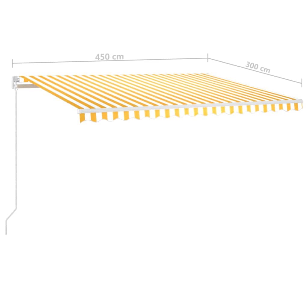 Tenda da Sole Retrattile Manuale 450x300 cm Gialla e Bianca cod mxl 58481