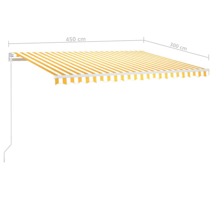 Tenda da Sole Retrattile Manuale 450x300 cm Gialla e Bianca cod mxl 58481