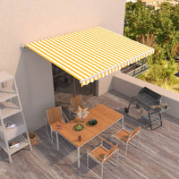 Tenda da Sole Retrattile Manuale 450x300 cm Gialla e Bianca cod mxl 58481