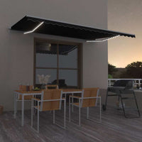 Tenda da Sole Retrattile Manuale con LED 500x300 cm Antracite 3068944