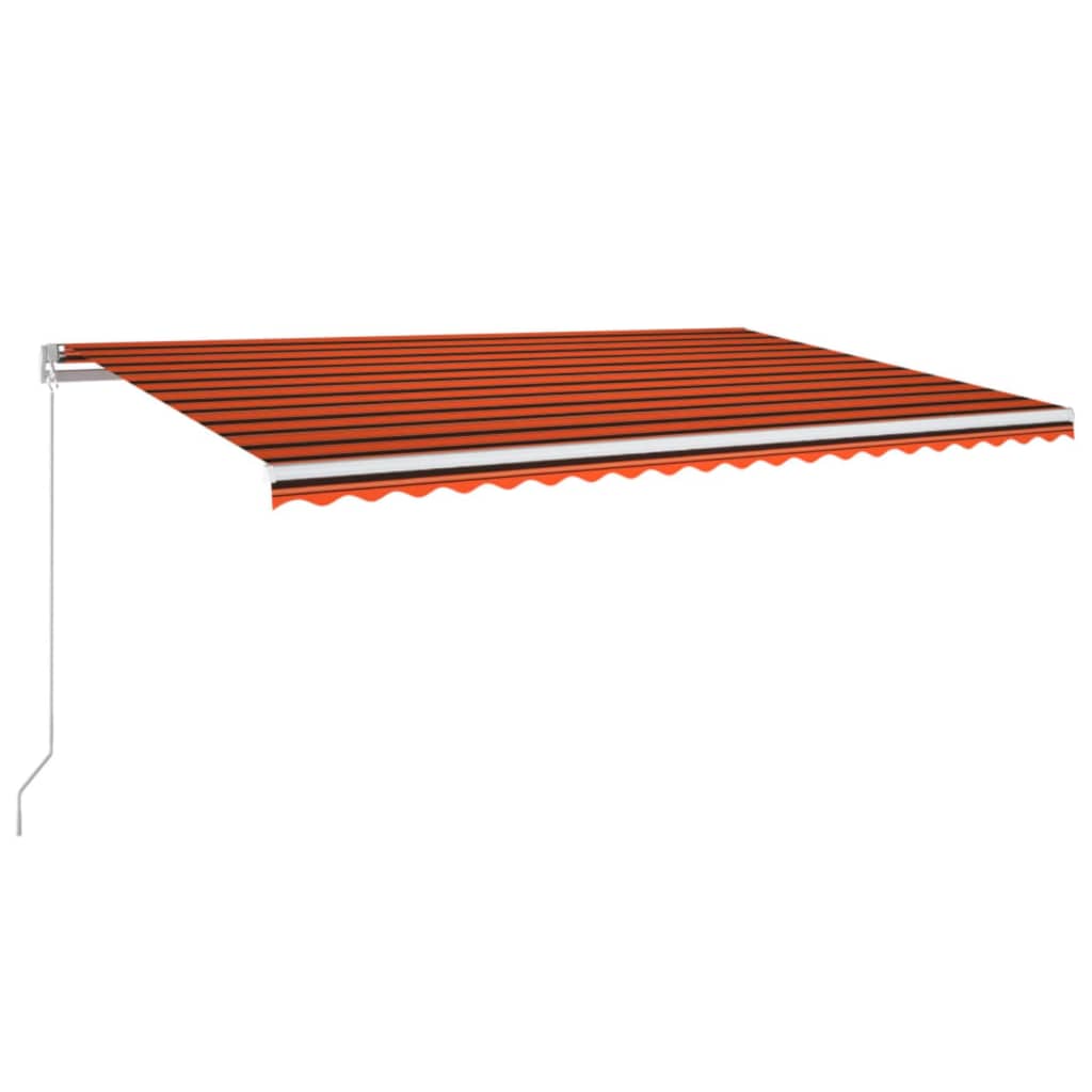 Tenda Sole Retrattile Manuale LED 500x300 cm Arancione Marrone 3068945