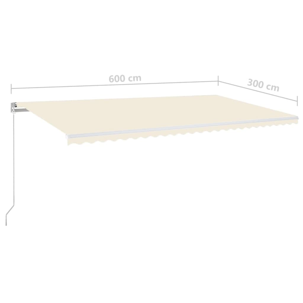 Tenda da Sole Retrattile Manuale con LED 600x300 cm Crema cod mxl 43655