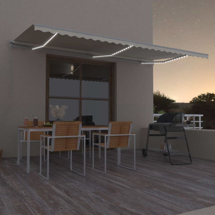 Tenda da Sole Retrattile Manuale con LED 600x300 cm Crema cod mxl 43655