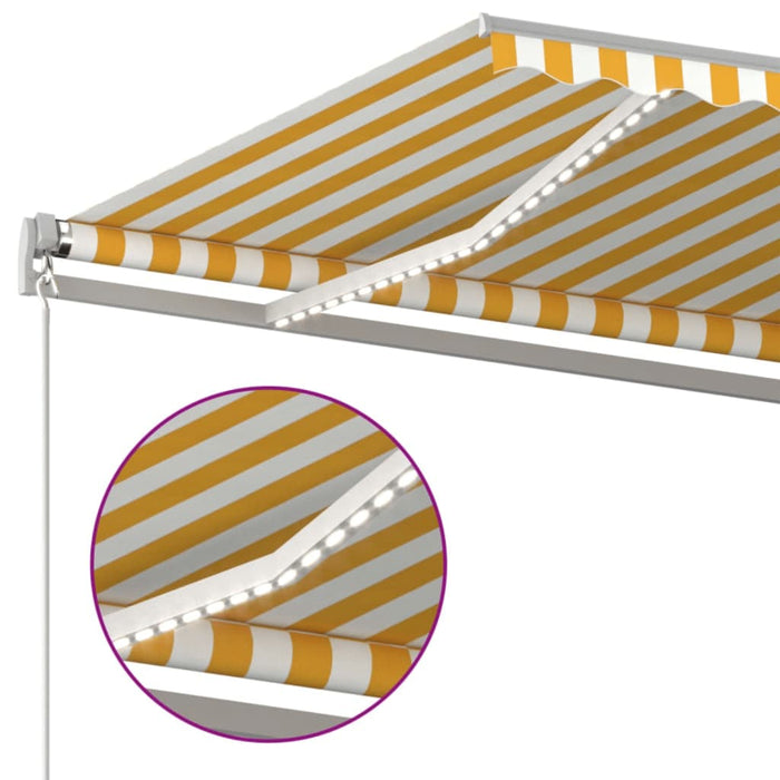 Tenda da Sole Retrattile Manuale LED 600x300cm Gialla e Bianca cod mxl 29776