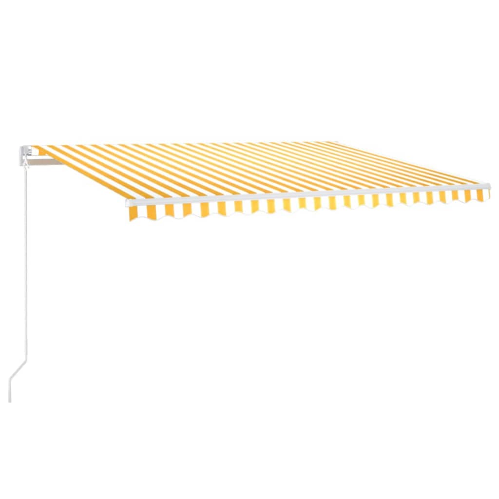 Tenda da Sole Retrattile Manuale LED 400x350 cm Giallo Bianco cod mxl 41242