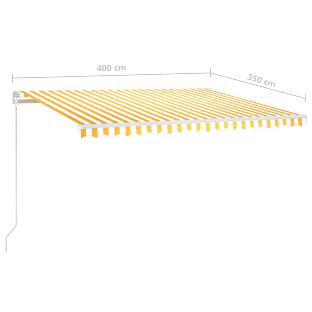 Tenda da Sole Retrattile Manuale LED 400x350 cm Giallo Bianco cod mxl 41242