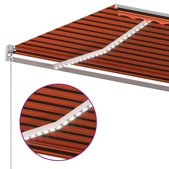 Tenda da Sole Retrattile Manuale LED 400x350 cm Arancio Marrone