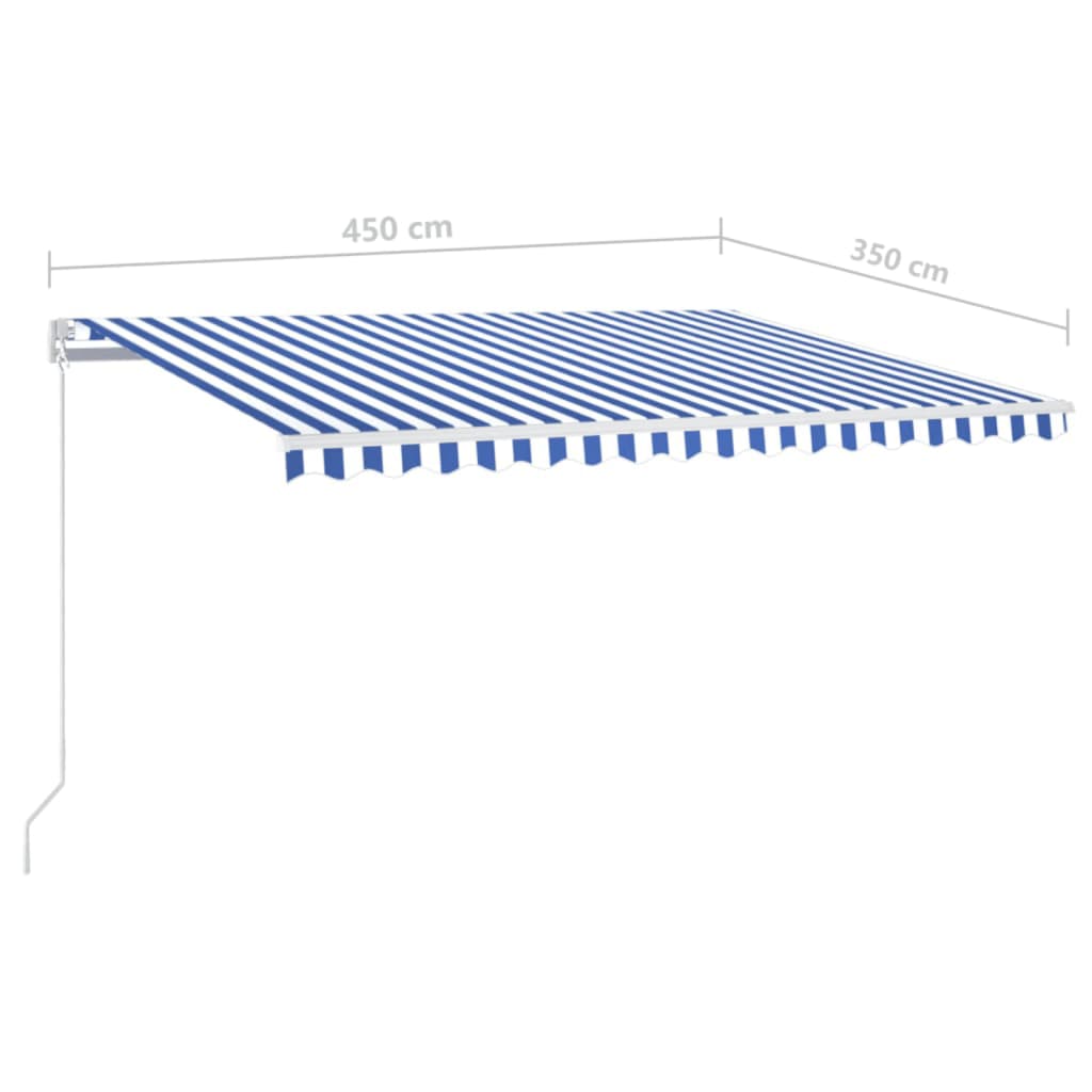 Tenda da Sole Retrattile Manuale con LED 450x350 cm Blu Bianco cod mxl 43874