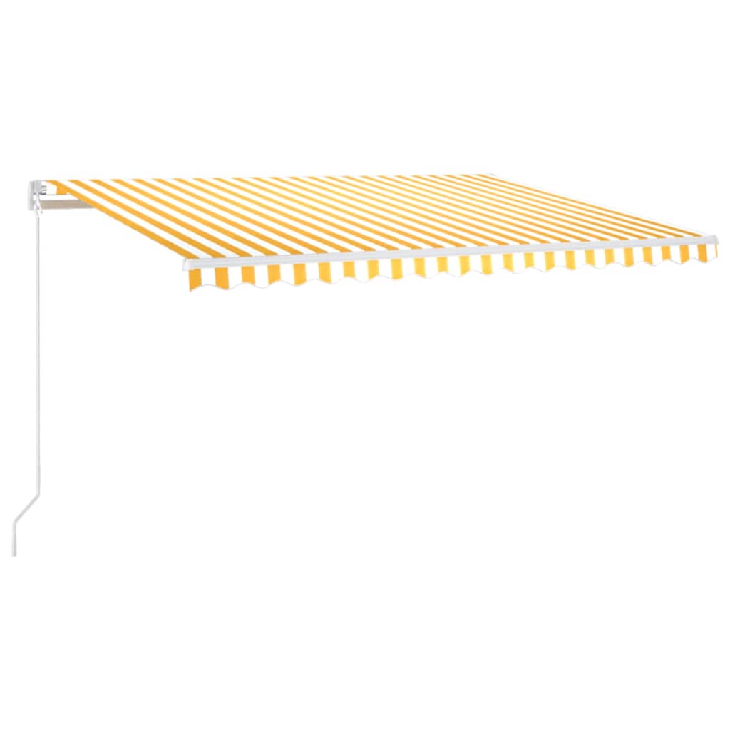 Tenda da Sole Retrattile Manuale LED 450x350 cm Giallo Bianco cod mxl 43677