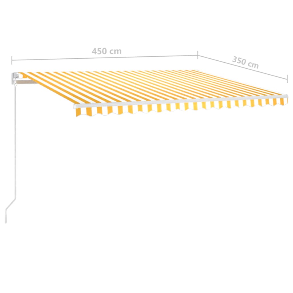 Tenda da Sole Retrattile Manuale LED 450x350 cm Giallo Bianco cod mxl 43677