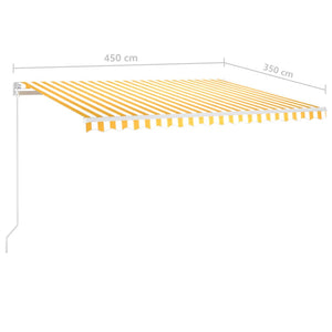 Tenda da Sole Retrattile Manuale LED 450x350 cm Giallo Bianco cod mxl 43677