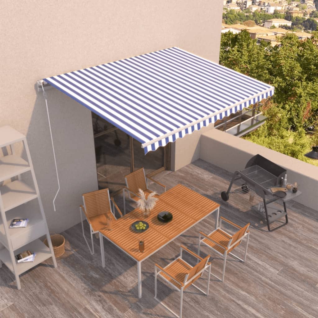 Tenda da Sole Retrattile Automatica 450x350 cm Blu e Bianca cod mxl 34568