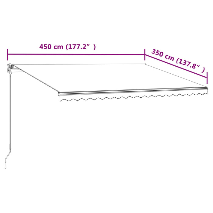 Tenda da Sole Retrattile Automatica 450x350 cm Gialla e Bianca 3069008