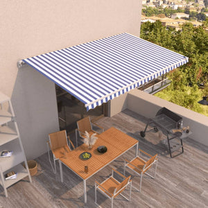 Tenda da Sole Retrattile Manuale 500x350 cm Blu e Bianca cod mxl 43712