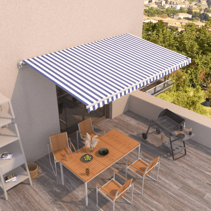 Tenda da Sole Retrattile Manuale 500x350 cm Blu e Bianca cod mxl 43712