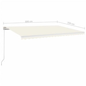 Tenda da Sole Retrattile Manuale LED 500x350 cm Crema 3069022