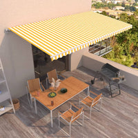 Tenda da Sole Retrattile Manuale 600x350 cm Giallo e Bianco cod mxl 43725