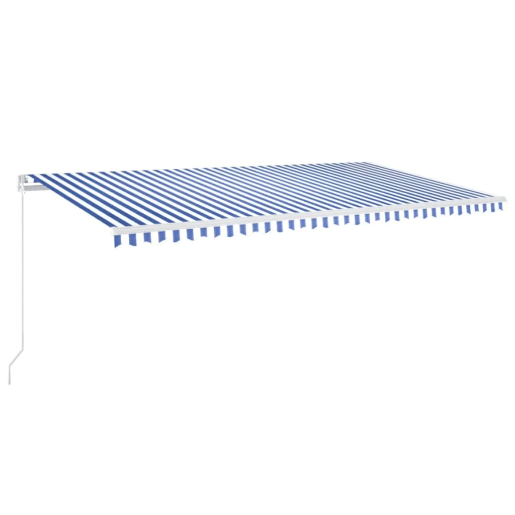 Tenda da Sole Retrattile Manuale con LED 600x350 cm Blu Bianco cod mxl 43648