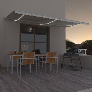 Tenda da Sole Retrattile Manuale con LED 600x350 cm Crema 3069042