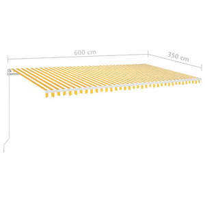 Tenda da Sole Retrattile Manuale LED 600x350 cm Giallo Bianco 3069043