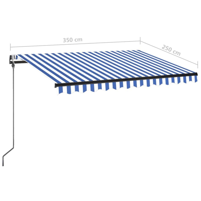 Tenda da Sole Automatica LED Sensore Vento 350x250cm Blu Bianca cod mxl 43877