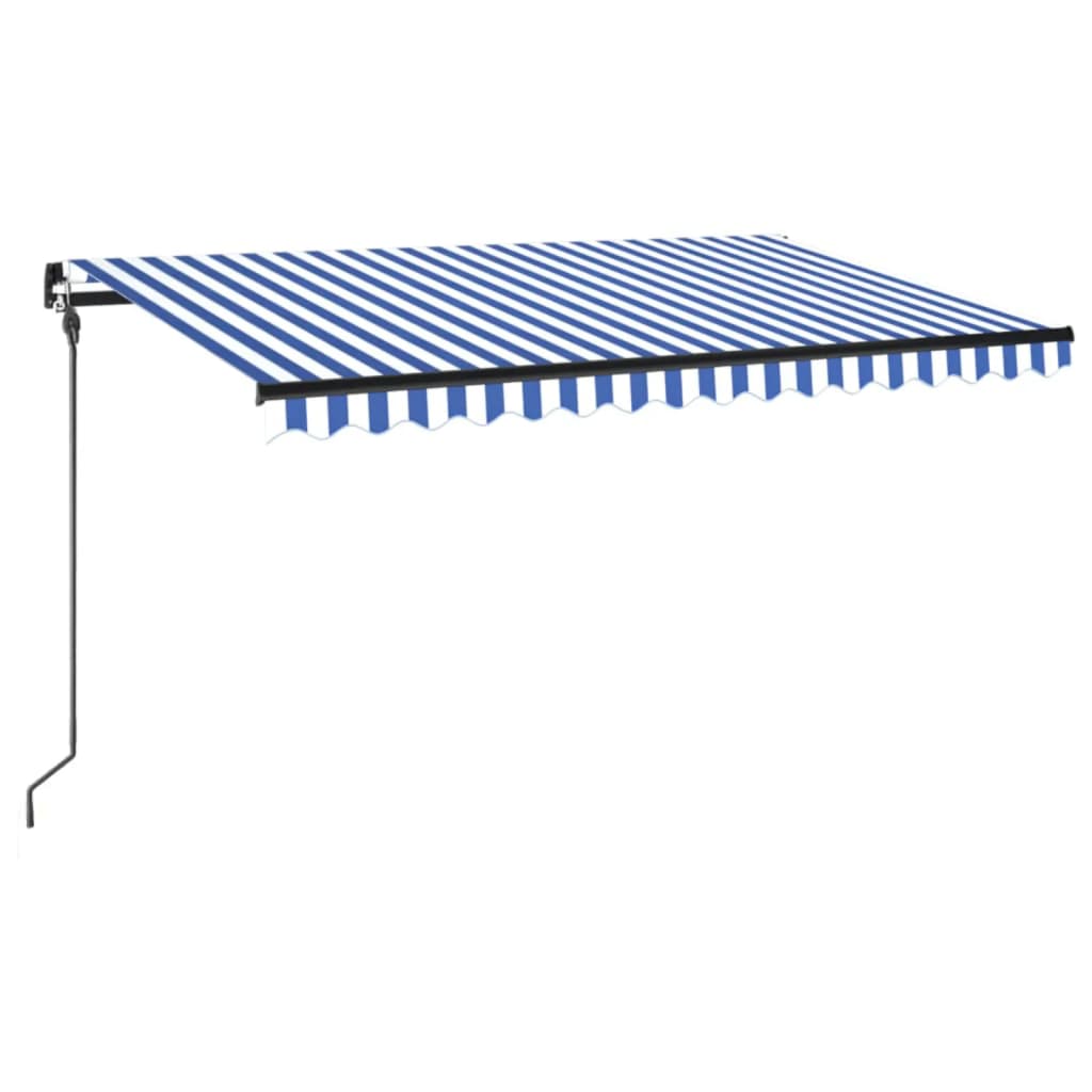 Tenda da Sole Retrattile Manuale con LED 400x300cm Blu e Bianca cod mxl 43721