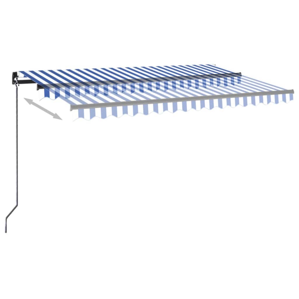 Tenda da Sole Retrattile Manuale con LED 400x300cm Blu e Bianco 3069101