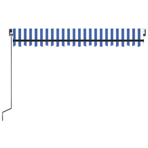 Tenda da Sole Retrattile Manuale con LED 400x300cm Blu e Bianco 3069101