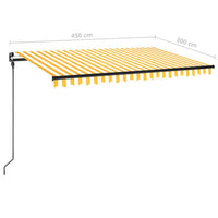 Tenda da Sole Retrattile Manuale e LED 450x300 cm Gialla Bianca 3069123