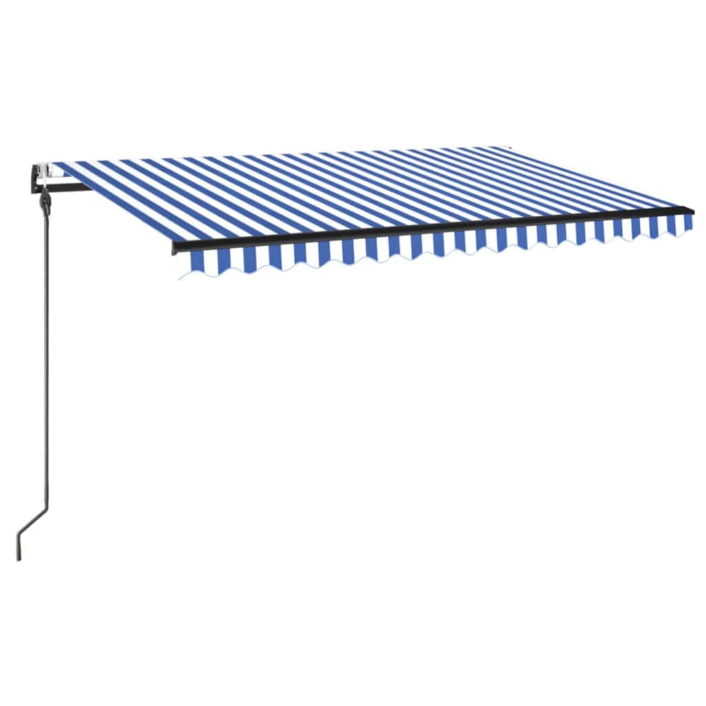 Tenda Automatica con Sensore Vento e LED 450x300 cm Blu Bianca 3069131