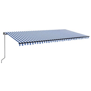 Tenda da Sole Retrattile Manuale con LED 600x300cm Blu e Bianco 3069161