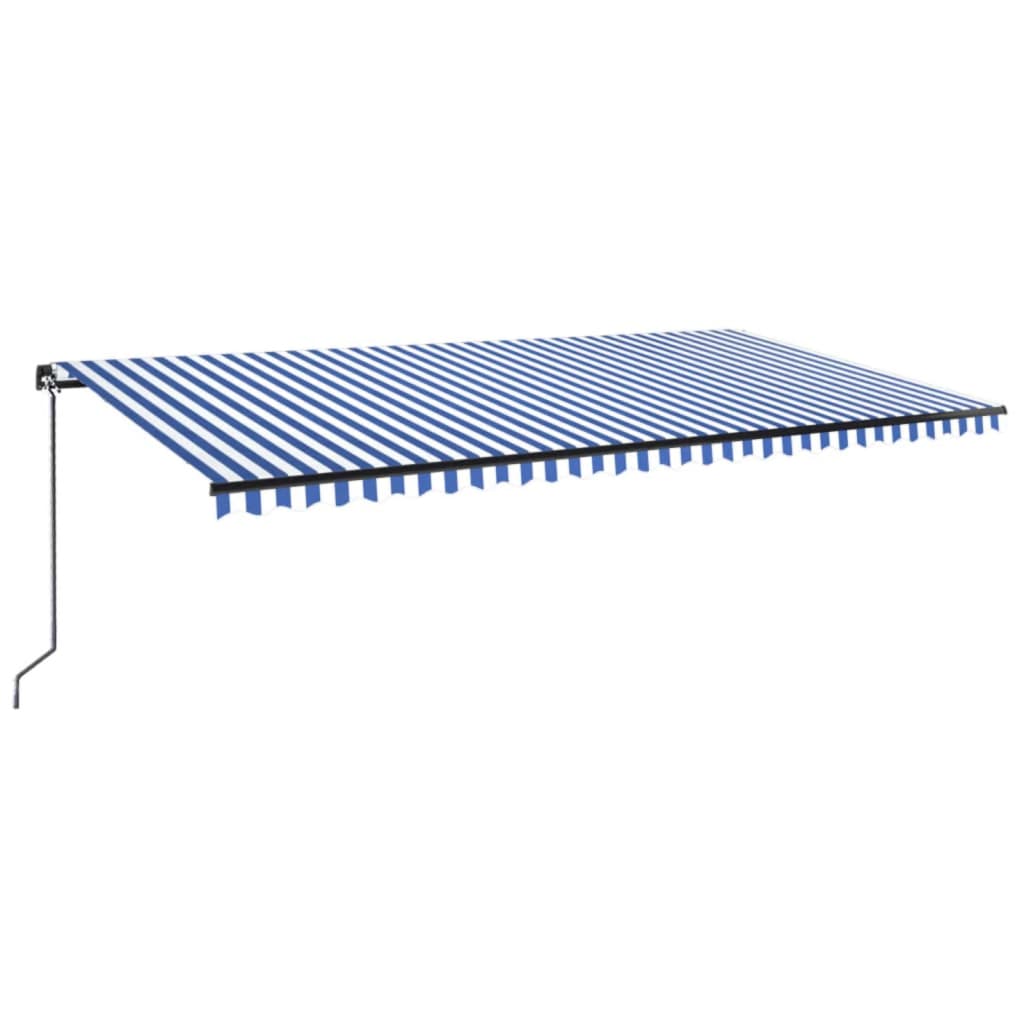 Tenda da Sole Retrattile Manuale con LED 600x300cm Blu e Bianca cod mxl 43878