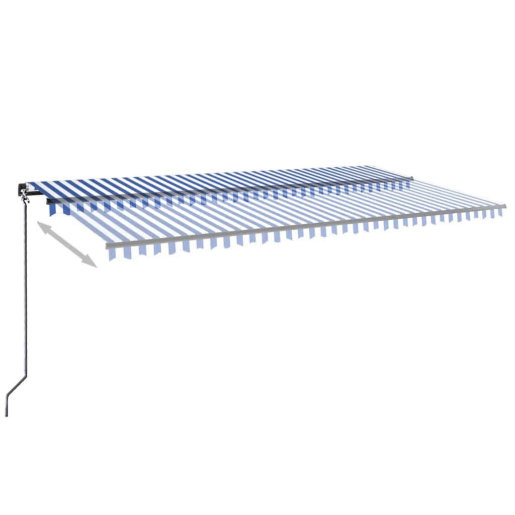 Tenda da Sole Retrattile Manuale con LED 600x300cm Blu e Bianco 3069161