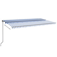 Tenda da Sole Retrattile Manuale con LED 600x300cm Blu e Bianco 3069161