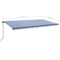 Tenda da Sole Retrattile Manuale con LED 600x300cm Blu e Bianco 3069161