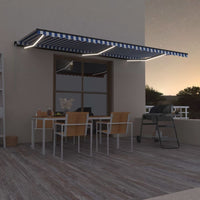 Tenda da Sole Retrattile Manuale con LED 600x300cm Blu e Bianco 3069161