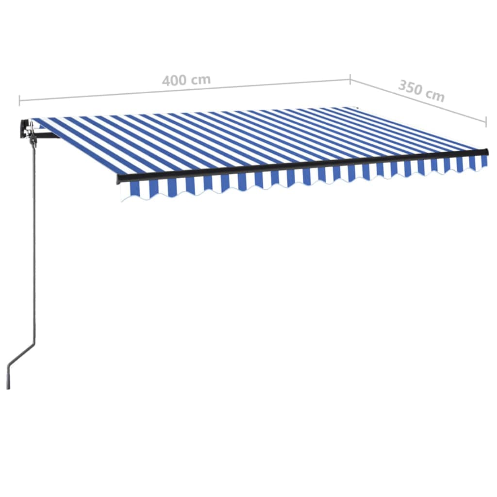 Tenda da Sole Retrattile Manuale 400x350 cm Blu e Bianca cod mxl 44520