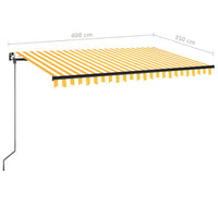 Tenda da Sole Retrattile Manuale 400x350 cm Gialla e Bianca cod mxl 44482