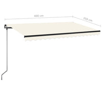 Tenda da Sole Retrattile Manuale con LED 400x350 cm Crema cod mxl 55281