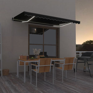 Tenda da Sole Retrattile Manuale con LED 400x350 cm Antracite 3069184