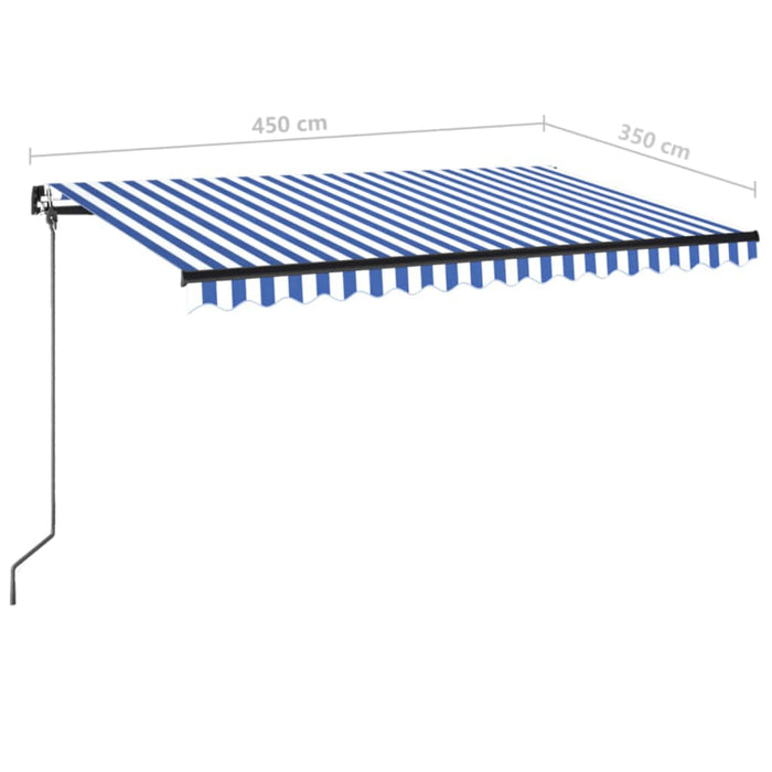 Tenda da Sole Retrattile Manuale 450x350 cm Blu e Bianca 3069196