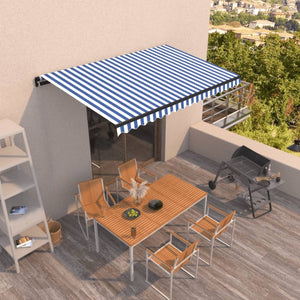 Tenda da Sole Retrattile Manuale 450x350 cm Blu e Bianca 3069196