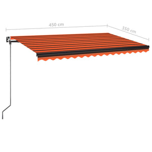 Tenda da Sole Retrattile Manuale LED 450x350 cm Arancio Marrone 3069205