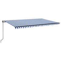 Tenda da Sole Retrattile Manuale 500x350 cm Blu e Bianca 3069216