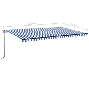 Tenda da Sole Retrattile Manuale 500x350 cm Blu e Bianca 3069216