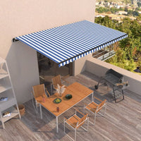 Tenda da Sole Retrattile Manuale 500x350 cm Blu e Bianca 3069216