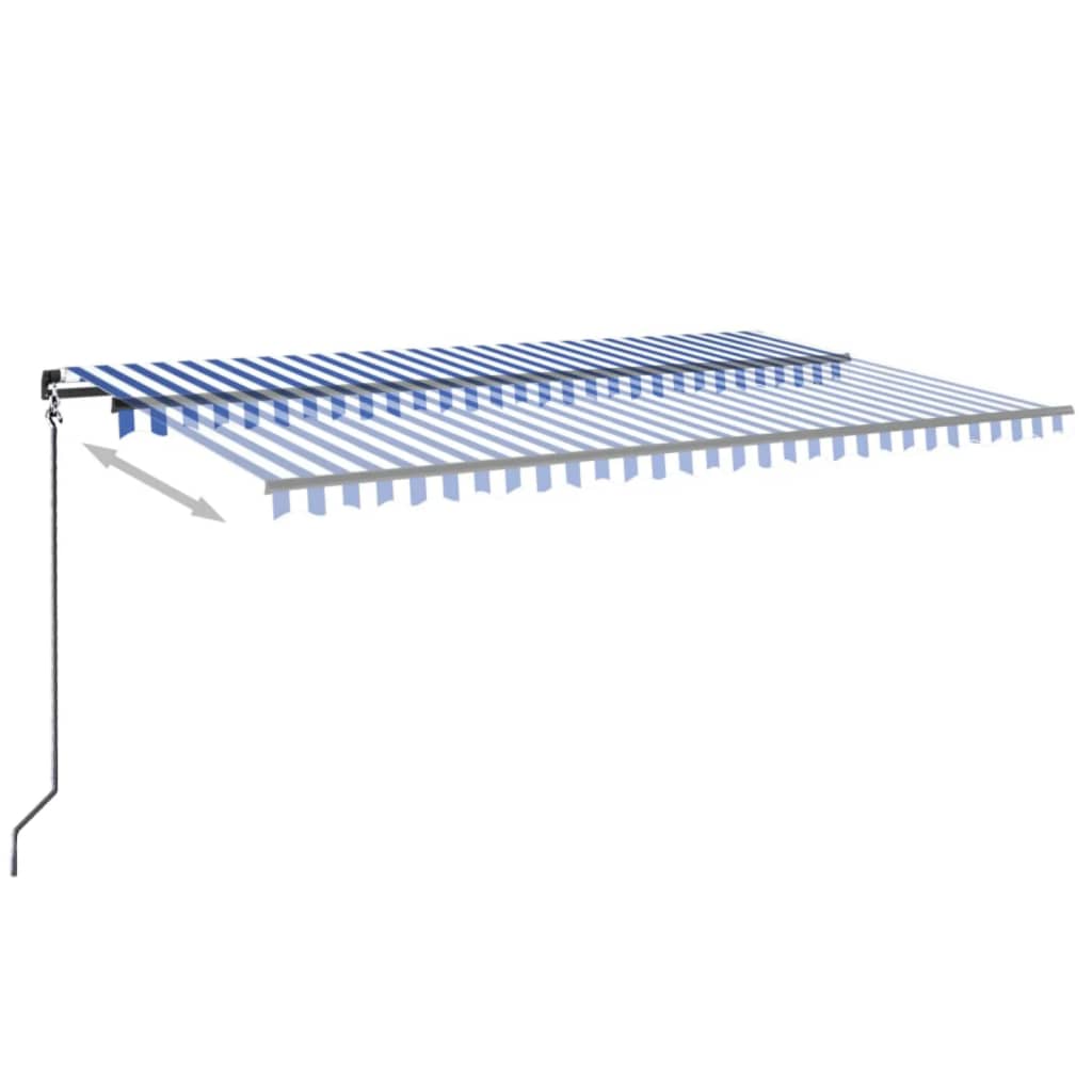 Tenda da Sole Retrattile Manuale LED 500x350 cm Blu e Bianca 3069221