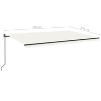 Tenda da Sole Retrattile Manuale LED 500x350 cm Crema 3069222